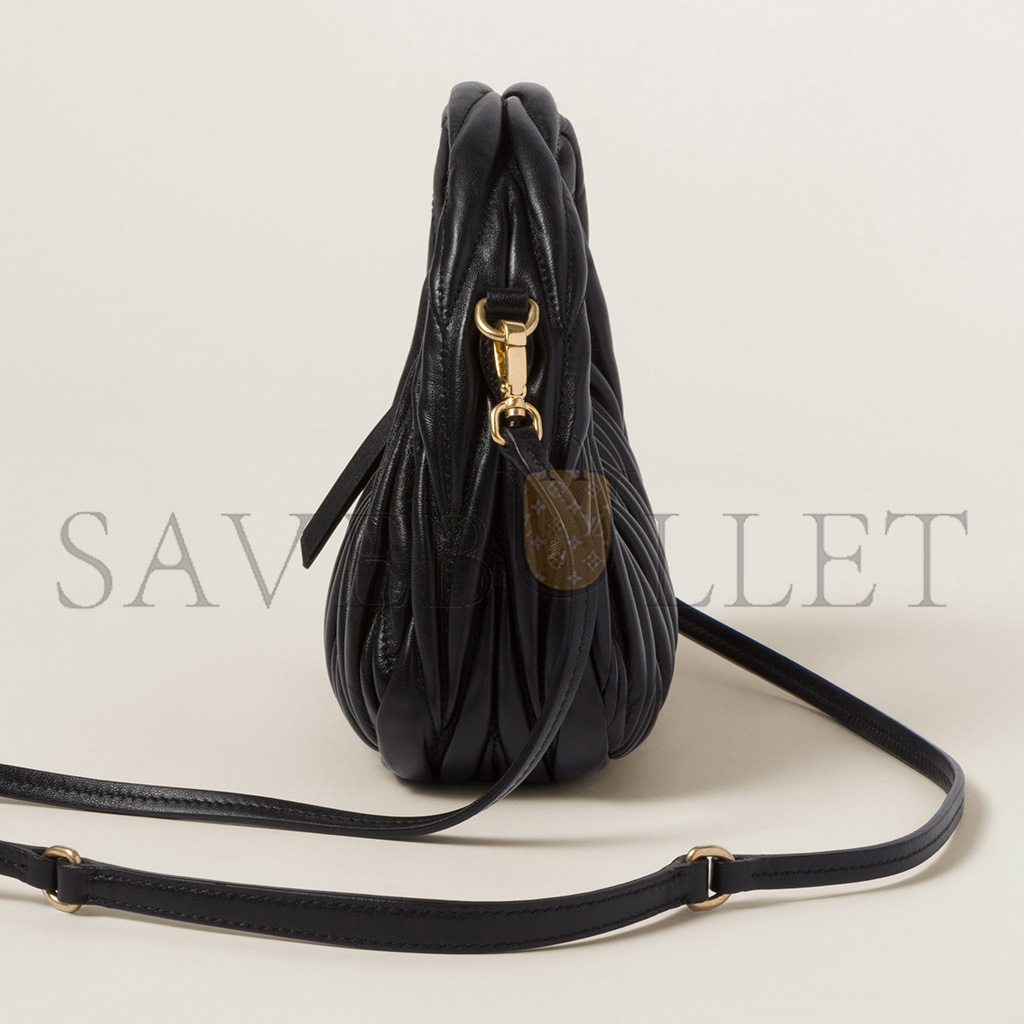 MIU MIU WANDER MATELASSÉ NAPPA LEATHER HOBO MINI-BAG 5BP078 (17.5*14*5.5cm) MIU MIU WANDER MATELASSÉ NAPPA LEATHER HOBO MINI-BAG 5BP078 (17.5*14*5.5cm)
